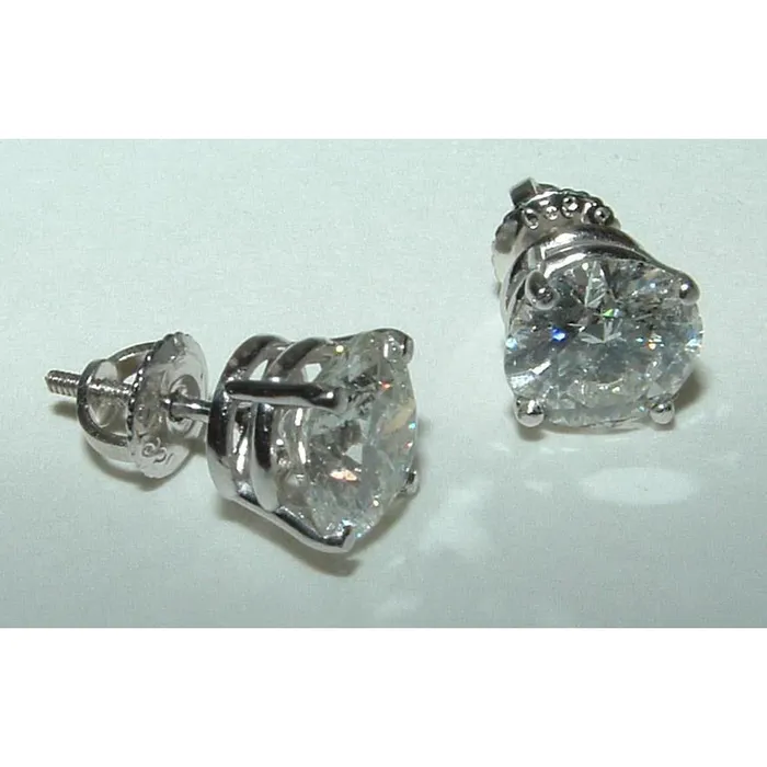 GB Earrings 6 Carat Natural Earth Mined Diamond Stud Earrings