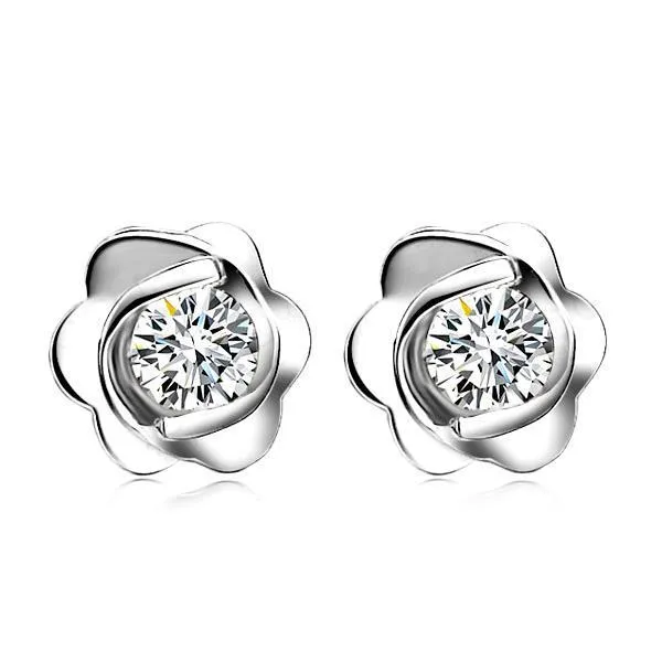 GB Earrings Bezel Set 200 Ct Natural Earth Mined Diamonds Flower Style Studs Earrings White Gold 14K GB Earrings Bezel Set 200 Ct Natural Earth Mined Diamonds Flower Style Studs Earrings White Gold 14K