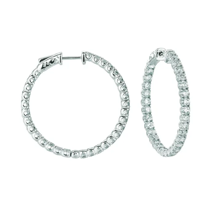GB Earrings Hoop EarringsPatented Snap Lock 450 Carats 14K White Natural Earth Mined Diamond GB Earrings Hoop EarringsPatented Snap Lock 450 Carats 14K White Natural Earth Mined Diamond
