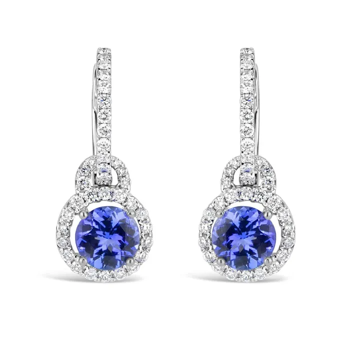 GB Earrings Ladies Dangle Earrings 550 Carats Tanzanite With Natural Earth Mined Diamonds New GB Earrings Ladies Dangle Earrings 550 Carats Tanzanite With Natural Earth Mined Diamonds New