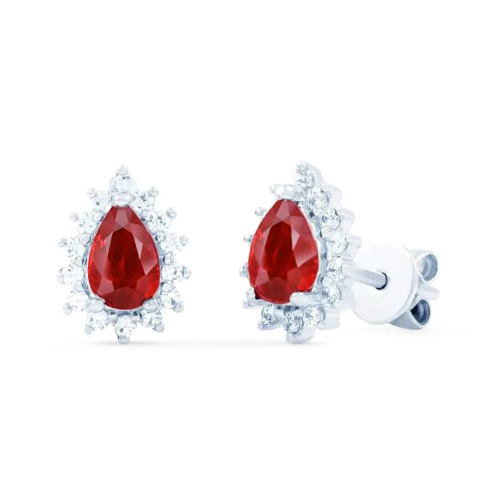 GB Earrings Red Ruby With Natural Earth Mined Diamonds 510 Carats Lady Studs Halo Earrings Gold 14K GB Earrings Red Ruby With Natural Earth Mined Diamonds 510 Carats Lady Studs Halo Earrings Gold 14K
