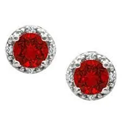 GB Earrings Round Cut Red Ruby Natural Earth Mined Diamond Stud 450 Carats Earring Women Jewelry