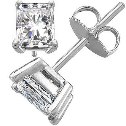 GB Earrings Solitaire Radiant Cut Natural Earth Mined Diamond Stud Earring 2 Carats White Gold 14K GB Earrings Solitaire Radiant Cut Natural Earth Mined Diamond Stud Earring 2 Carats White Gold 14K