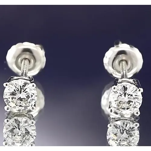GB Earrings Stud Earrings 2 Carats Round Natural Earth Mined Diamond Jewelry White Gold 14K