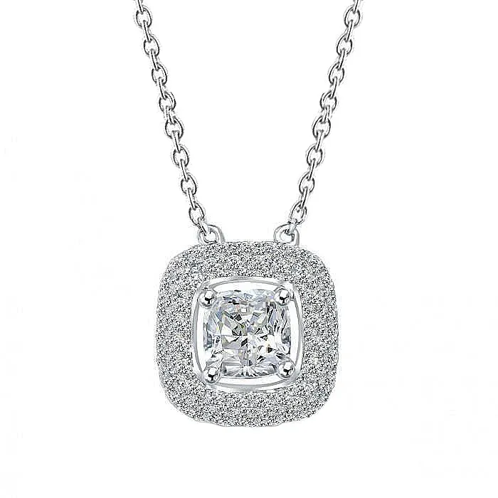 GB Necklaces 175 Carats Genuine Natural Earth Mined Diamond Ladies Necklace Halo Pendant Gold White 14K GB Necklaces 175 Carats Genuine Natural Earth Mined Diamond Ladies Necklace Halo Pendant Gold White 14K