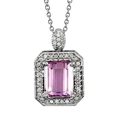 GB Pink Kunzite Halo Necklace Necklaces