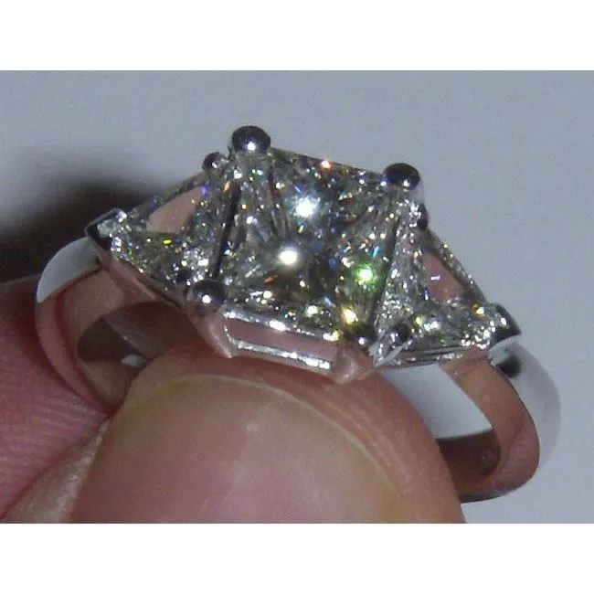 GB Rings 275 Ct 3 Stone Princess and Trilliant Cut Natural Earth Mined Diamond Engagement Ring GB Rings 275 Ct 3 Stone Princess and Trilliant Cut Natural Earth Mined Diamond Engagement Ring