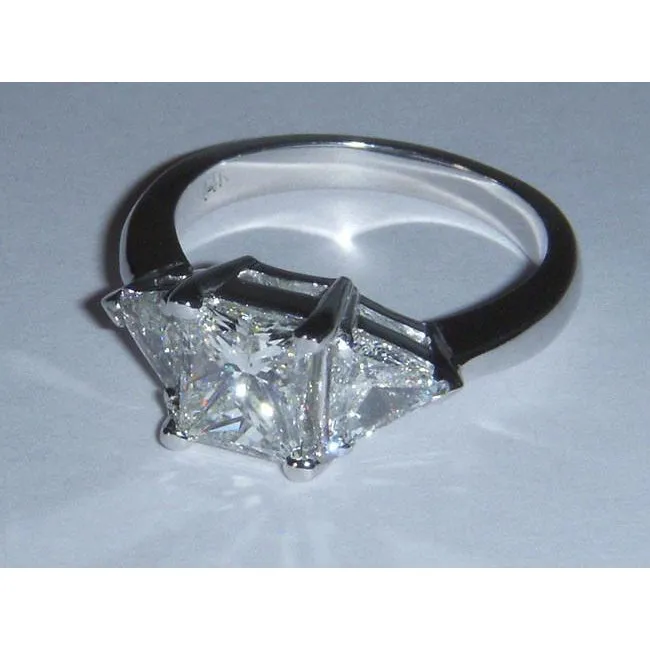 GB Rings 275 Ct 3 Stone Princess and Trilliant Cut Natural Earth Mined Diamond Engagement Ring