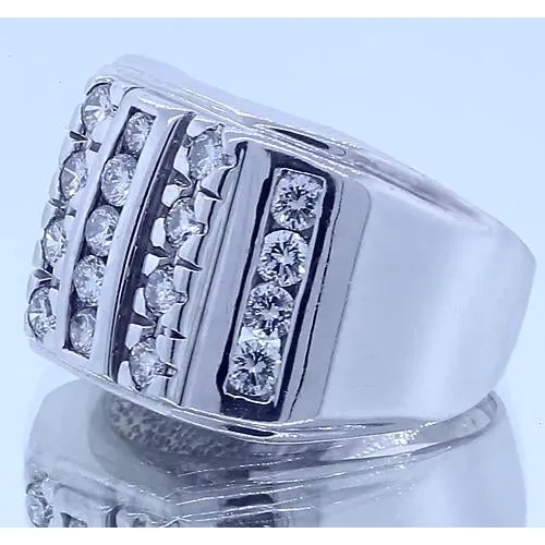 GB Rings 375 Carats Mens Natural Earth Mined Diamond Ring White Gold 14K