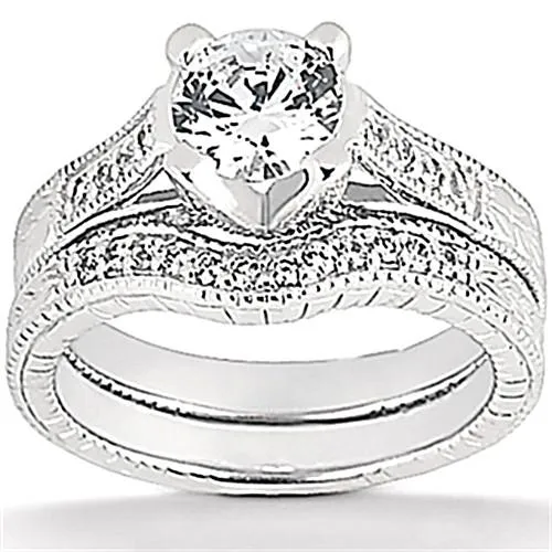 GB Rings Natural Earth Mined Diamond Engagement Ring 177 Ct Set Antique Style White Gold 14K