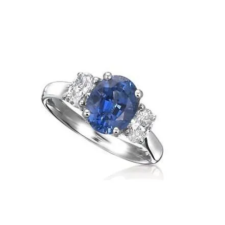 GB Rings Sri Lankan Sapphire Oval Three Stone Natural Earth Mined Diamond Ring 350 Ct WG 14K GB Rings Sri Lankan Sapphire Oval Three Stone Natural Earth Mined Diamond Ring 350 Ct WG 14K