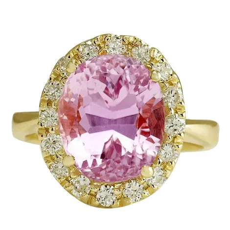 GB Rings Yellow Gold 14K Oval Pink Kunzite Gemstone Ring 16 Carats Jewelry GB Rings Yellow Gold 14K Oval Pink Kunzite Gemstone Ring 16 Carats Jewelry