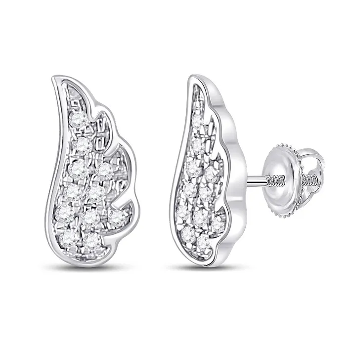 GND Earrings GND 14Kt White Gold Womens Round Diamond Angel Wing Stud Earrings 120 Cttw GND Earrings GND 14Kt White Gold Womens Round Diamond Angel Wing Stud Earrings 120 Cttw