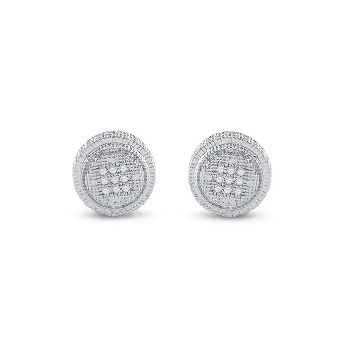 GND Earrings GND Sterling Silver Mens Round Diamond Circle Disk Stud Earrings 120 Cttw GND Earrings GND Sterling Silver Mens Round Diamond Circle Disk Stud Earrings 120 Cttw