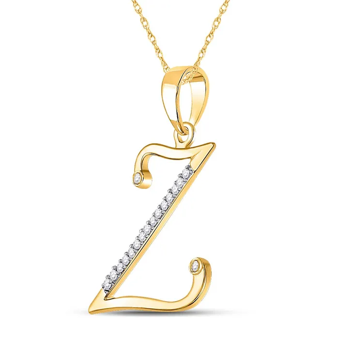 GND Necklaces GND 10kt Yellow Gold Womens Round Diamond Initial Z Letter Pendant 112 Cttw GND Necklaces GND 10kt Yellow Gold Womens Round Diamond Initial Z Letter Pendant 112 Cttw