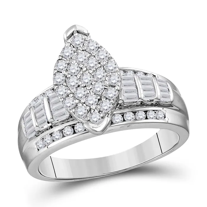 GND Rings GND Sterling Silver Diamond Oval Cluster Bridal Wedding Engagement Ring 12 Cttw