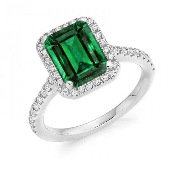 Green Emerald Gemstone Engagement Ring GB Rings