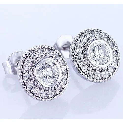 Halo Round Natural Earth Mined Diamond Stud Earring 250 Carats White Gold 14K F Vs1 Vvs1 GB Earrings Halo Round Natural Earth Mined Diamond Stud Earring 250 Carats White Gold 14K F Vs1 Vvs1 GB Earrings