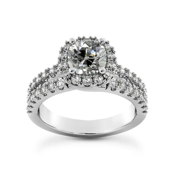 Halo Wedding Ring Cushion Old Miner Real Natural Earth Mined Diamonds Split Shank 475 Carats HarryChadEntcom Rings