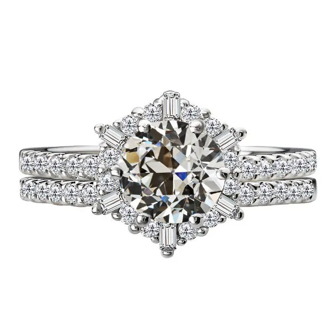 Halo Wedding Ring Set Baguette Round Old Miner Natural Earth Mined Diamond 650 Carats HarryChadEntcom Rings Halo Wedding Ring Set Baguette Round Old Miner Natural Earth Mined Diamond 650 Carats HarryChadEntcom Rings