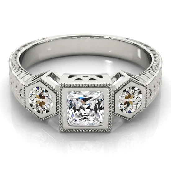 HarryChadEntcom 3 Stone Ring Square Cut Old Miner Real Natural Earth Mined Diamond Antique Style 4 Carats Rings HarryChadEntcom 3 Stone Ring Square Cut Old Miner Real Natural Earth Mined Diamond Antique Style 4 Carats Rings