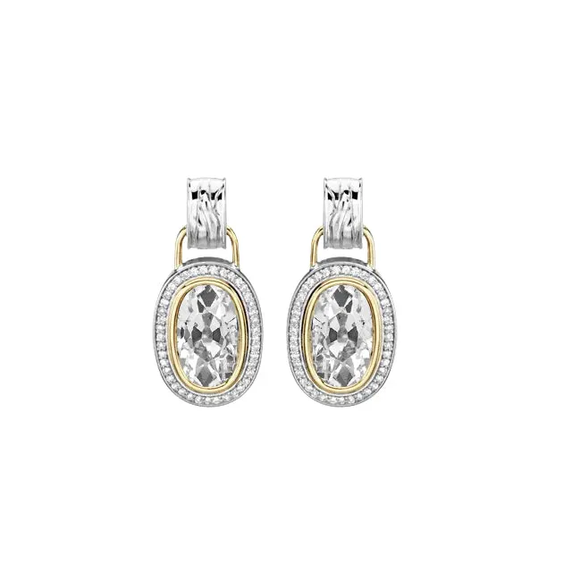 HarryChadEntcom Earrings 250 Carats Oval Old Cut Bezel Set Natural Earth Mined Diamond Halo Stud Earrings Two Tone HarryChadEntcom Earrings 250 Carats Oval Old Cut Bezel Set Natural Earth Mined Diamond Halo Stud Earrings Two Tone