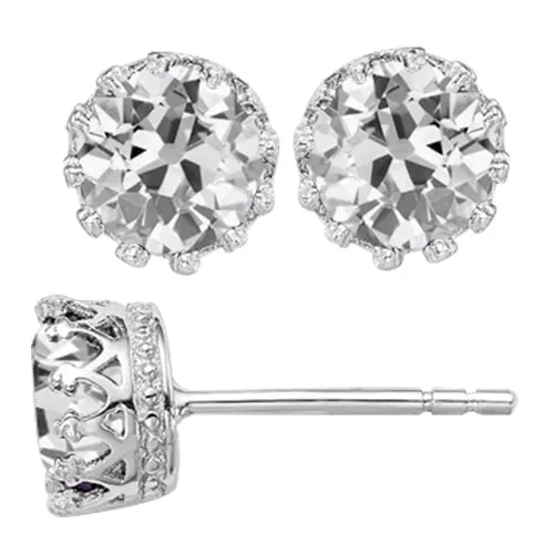 HarryChadEntcom Earrings Crown Style Real Diamond Stud Earrings 4 Carats Gold Old Miner HarryChadEntcom Earrings Crown Style Real Diamond Stud Earrings 4 Carats Gold Old Miner