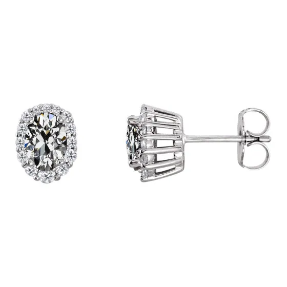HarryChadEntcom Earrings Halo Oval Natural Diamond Old Miner Stud Earrings 350 Carats HarryChadEntcom Earrings Halo Oval Natural Diamond Old Miner Stud Earrings 350 Carats