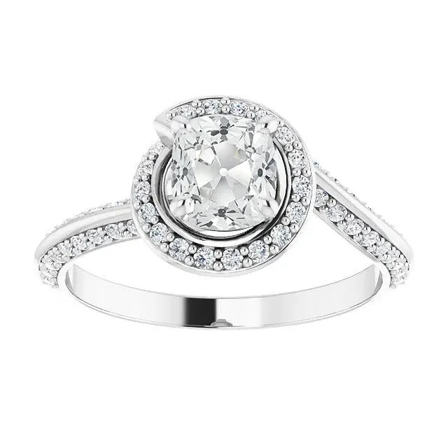HarryChadEntcom Halo Anniversary Ring Cushion Old Cut Natural Earth Mined Diamond Prong Set 6 Carats Rings HarryChadEntcom Halo Anniversary Ring Cushion Old Cut Natural Earth Mined Diamond Prong Set 6 Carats Rings