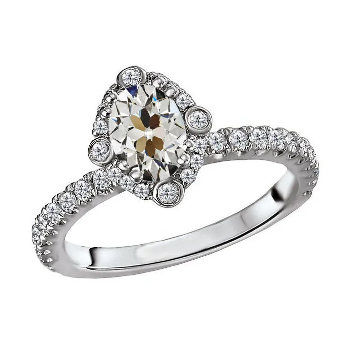 HarryChadEntcom Ladies Oval Old Miner Halo Engagement Natural Diamond Ring 450 Carats Rings