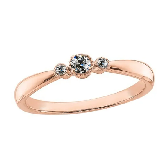 HarryChadEntcom Ladies Round Old Cut Natural Earth Mined Diamond Three Stone Ring 1 Carat 14K Rose Gold Rings HarryChadEntcom Ladies Round Old Cut Natural Earth Mined Diamond Three Stone Ring 1 Carat 14K Rose Gold Rings