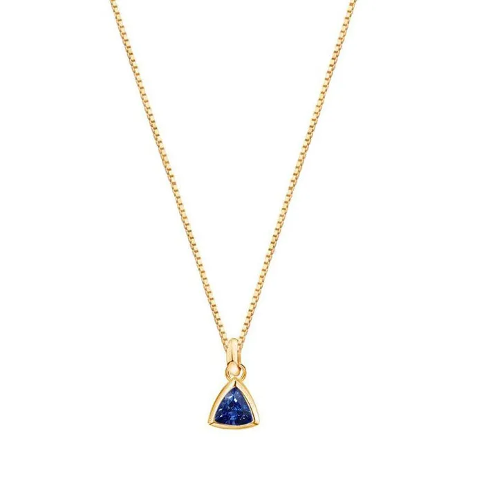 HarryChadEntcom PreStyled Sets Yellow Gold Solitaire Trillion Sapphire Pendant Bezel Set HarryChadEntcom PreStyled Sets Yellow Gold Solitaire Trillion Sapphire Pendant Bezel Set