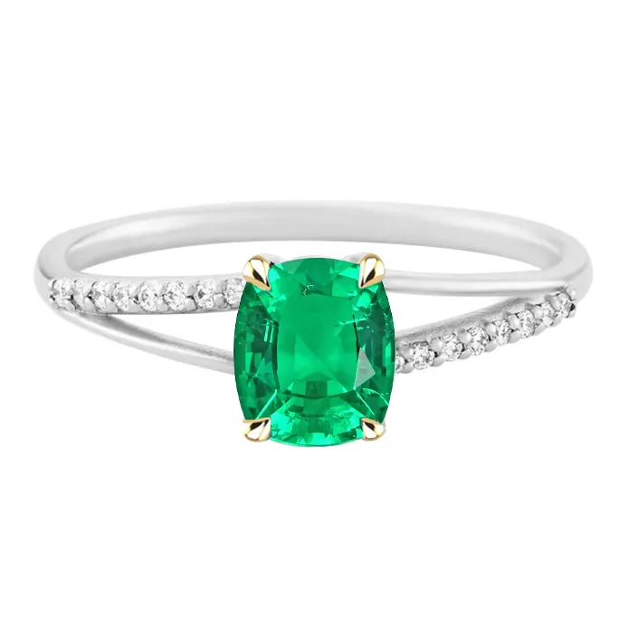 HarryChadEntcom Rings Cushion Gemstone Ring Green Emerald Diamond Jewelry