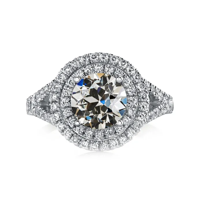 HarryChadEntcom Rings Double Halo Ring Round Old Miner Natural Earth Mined Diamond Split Shank 7 Carats HarryChadEntcom Rings Double Halo Ring Round Old Miner Natural Earth Mined Diamond Split Shank 7 Carats