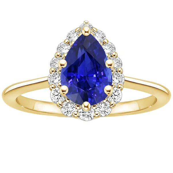 HarryChadEntcom Rings Halo Anniversary Ring Pear Ceylon Sapphire Natural Earth Mined Diamonds 350 Carats HarryChadEntcom Rings Halo Anniversary Ring Pear Ceylon Sapphire Natural Earth Mined Diamonds 350 Carats