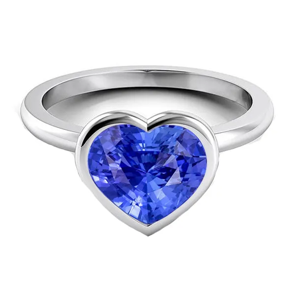 HarryChadEntcom Rings Heart Solitaire Bezel Set Light Blue Sapphire Ring 250 Carats HarryChadEntcom Rings Heart Solitaire Bezel Set Light Blue Sapphire Ring 250 Carats