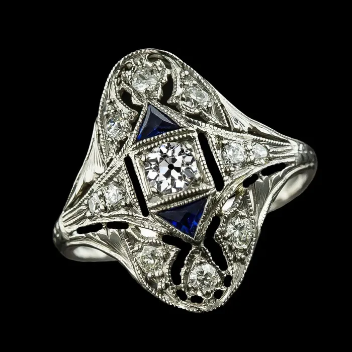 HarryChadEntcom Rings Like La Belle Epoque Jewelry Vintage Cut Natural Earth Mined Diamond Sapphire Ring