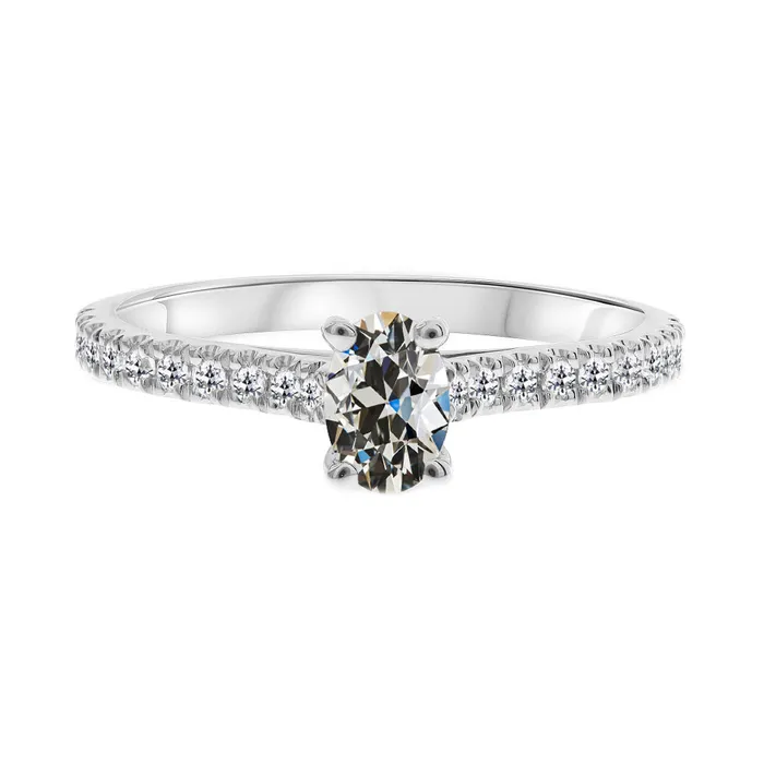 HarryChadEntcom Rings Oval Old Cut Mined Diamond Ring With Accents 3 Carats