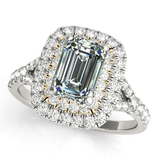 HarryChadEntcom Rings Round Emerald Natural Earth Mined Diamond Double Halo Ring 650 Carats 14K Gold HarryChadEntcom Rings Round Emerald Natural Earth Mined Diamond Double Halo Ring 650 Carats 14K Gold