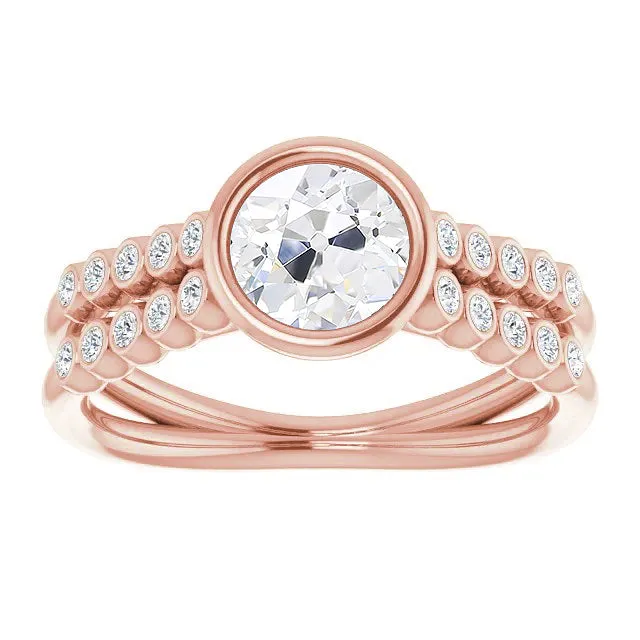 HarryChadEntcom Rings Round Wedding Ring Bezel Set Old Miner Real Natural Earth Mined Diamond Split Shank 450 Carats