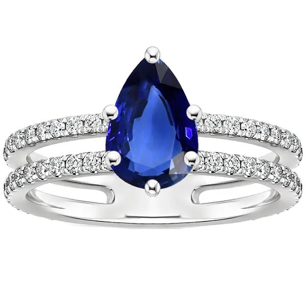 HarryChadEntcom Rings Solitaire Accents Ring Double Shank Blue Sapphire Natural Earth Mined Diamonds 4 Carats HarryChadEntcom Rings Solitaire Accents Ring Double Shank Blue Sapphire Natural Earth Mined Diamonds 4 Carats