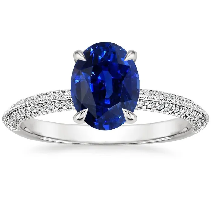 HarryChadEntcom Rings Solitaire Ring With Accents Oval Blue Sapphire Natural Earth Mined Diamonds 450 Carats HarryChadEntcom Rings Solitaire Ring With Accents Oval Blue Sapphire Natural Earth Mined Diamonds 450 Carats