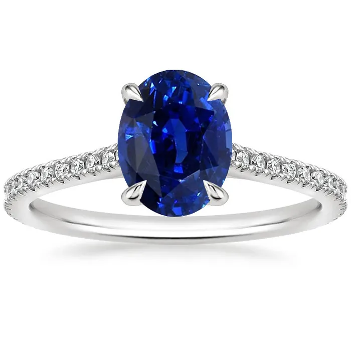 HarryChadEntcom Rings Solitaire With Accents Ring Blue Sapphire Pave Set Natural Earth Mined Diamonds 3 Carats HarryChadEntcom Rings Solitaire With Accents Ring Blue Sapphire Pave Set Natural Earth Mined Diamonds 3 Carats
