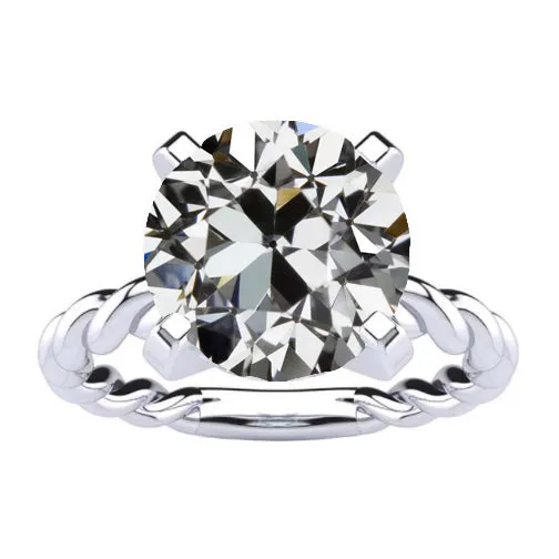 HarryChadEntcom Rings White Gold Big 7 Carats Old Miner Lab Grown Diamond Engagement Ring Twisted Shank