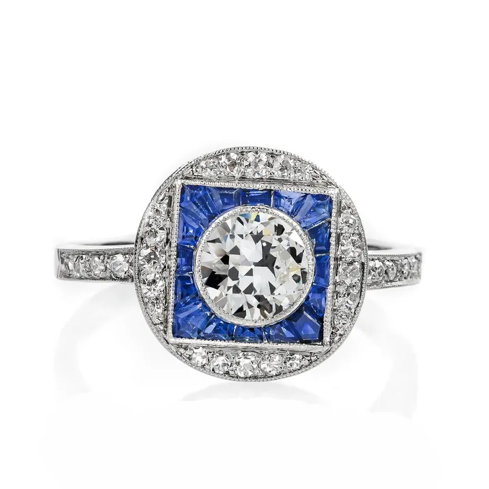 HarryChadEntcom Rings Womens Art Deco Jewelry New Halo Ring Old Miner Natural Earth Mined Diamond Sapphires HarryChadEntcom Rings Womens Art Deco Jewelry New Halo Ring Old Miner Natural Earth Mined Diamond Sapphires