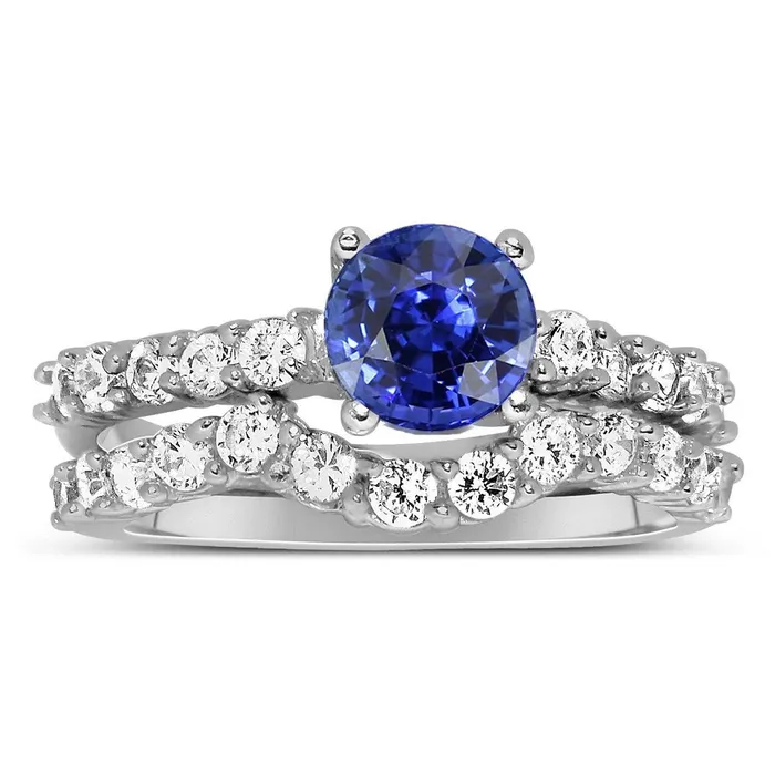 HarryChadEntcom Rings Womens Natural Earth Mined Diamond Round Blue Sapphire Engagement Ring Set 450 Carats HarryChadEntcom Rings Womens Natural Earth Mined Diamond Round Blue Sapphire Engagement Ring Set 450 Carats