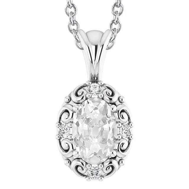 HarryChadEntcom White Gold 14K Old Mine Cut Oval Natural Earth Mined Diamond Pendant 450 Carats Necklaces