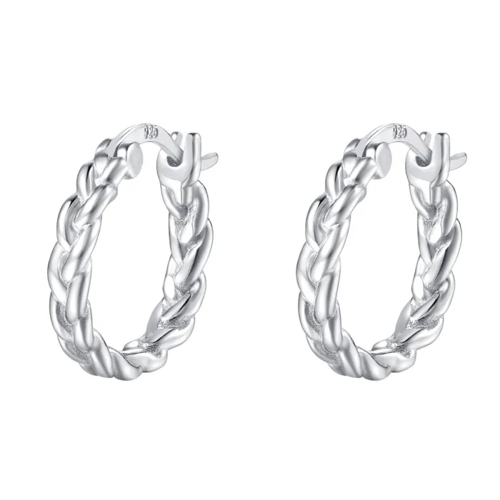 Hey Happiness Earrings Braided Hoop Earrings Sterling Silver