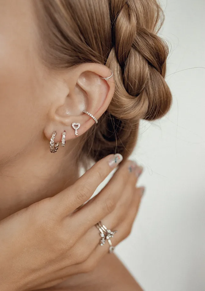Hey Happiness Earrings Braided Hoop Earrings Sterling Silver