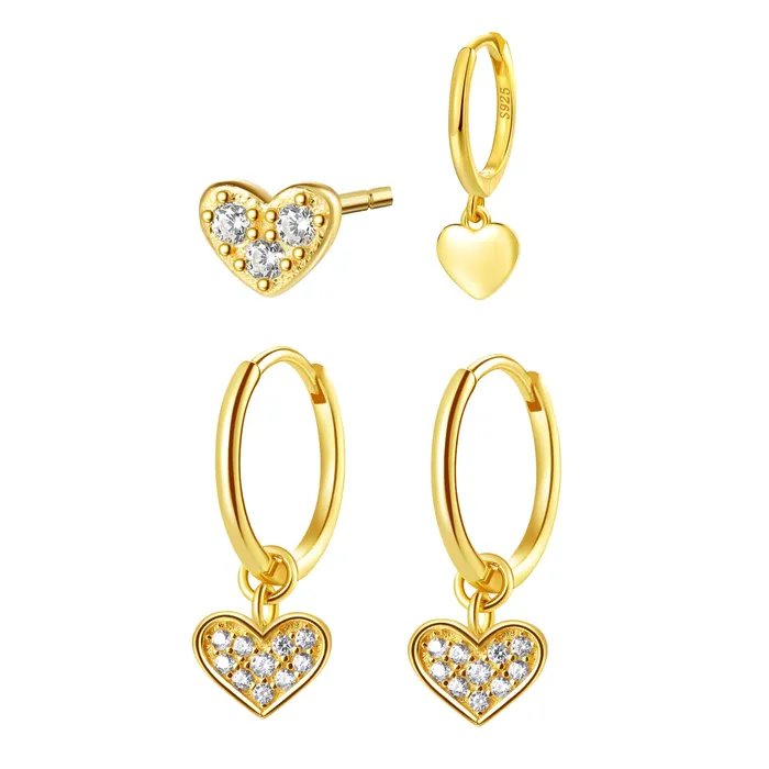 Hey Happiness Earrings Sweetheart Earring Set Sterling Silver Gold